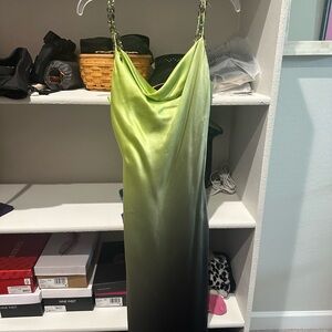 Cache Lime to Black Ombre Backless Dress